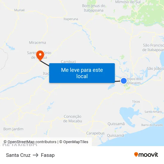 Santa Cruz to Fasap map