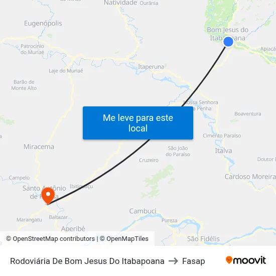 Rodoviária De Bom Jesus Do Itabapoana to Fasap map