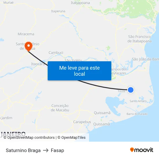 Saturnino Braga to Fasap map