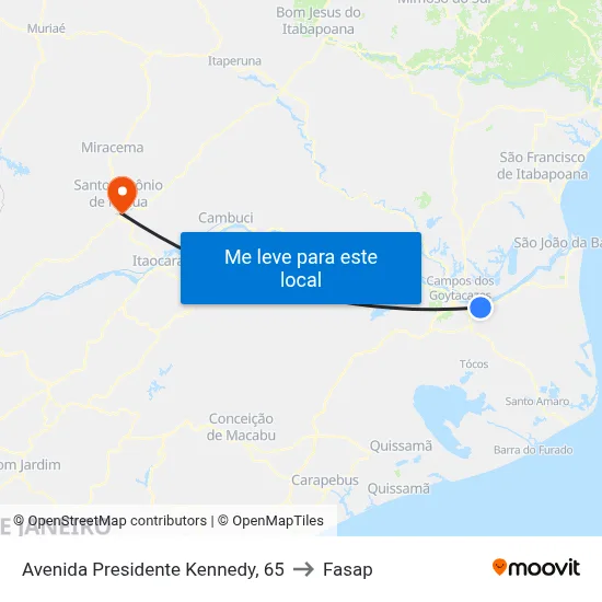 Avenida Presidente Kennedy, 65 to Fasap map