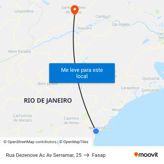 Rua Dezenove Ac Av Serramar, 25 to Fasap map