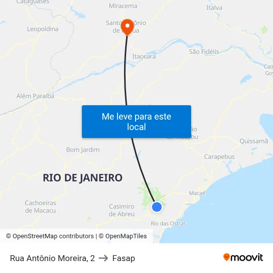 Rua Antônio Moreira, 2 to Fasap map