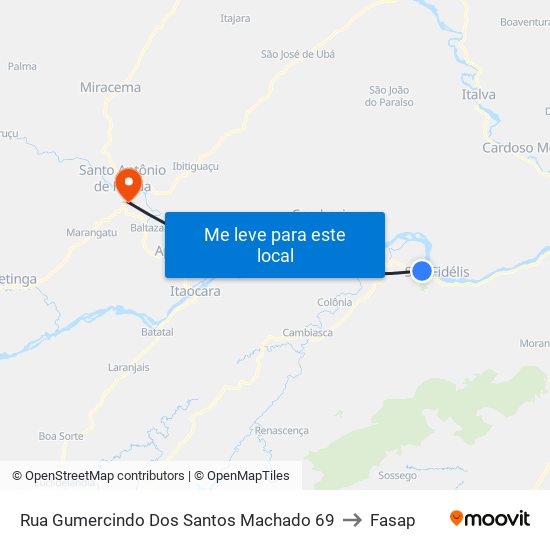 Rua Gumercindo Dos Santos Machado 69 to Fasap map
