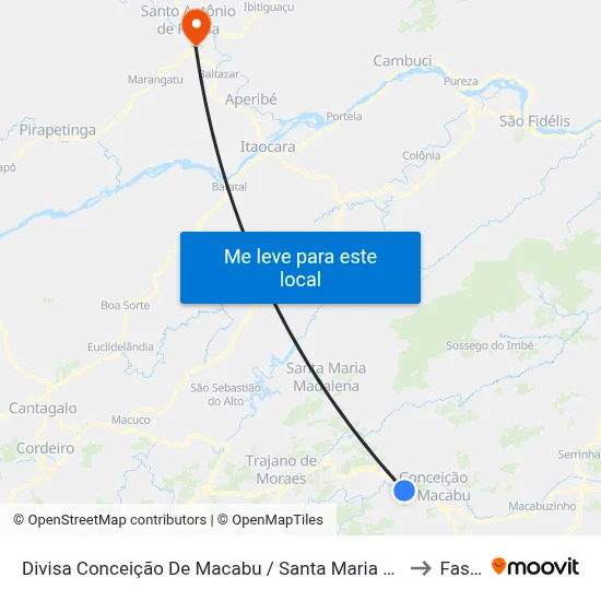 Divisa Conceição De Macabu / Santa Maria Madalena to Fasap map
