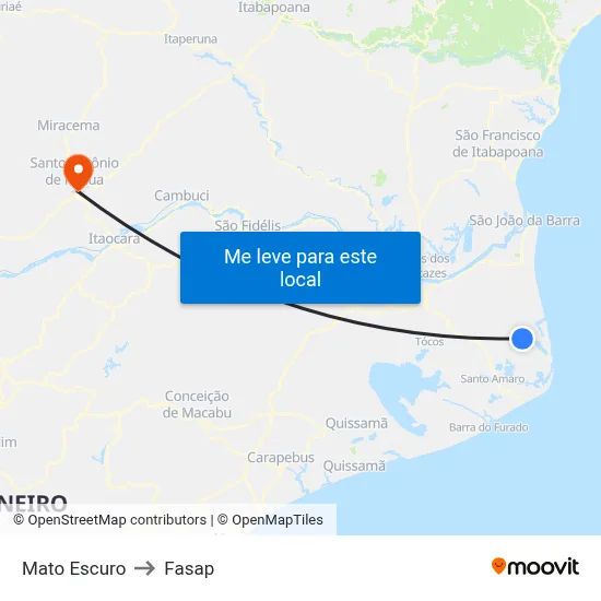 Mato Escuro to Fasap map