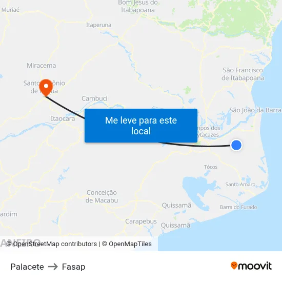 Palacete to Fasap map