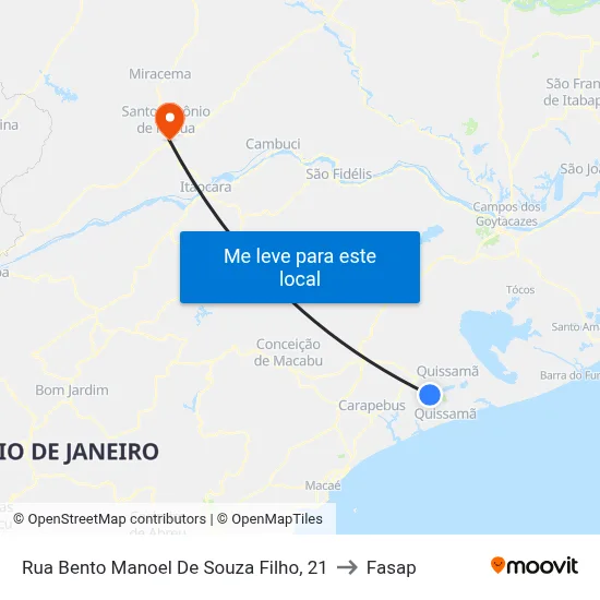 Rua Bento Manoel De Souza Filho, 21 to Fasap map