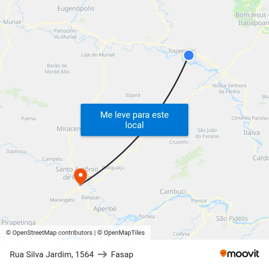 Rua Silva Jardim, 1564 to Fasap map