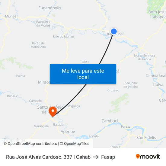 Rua José Alves Cardoso, 337 | Cehab to Fasap map