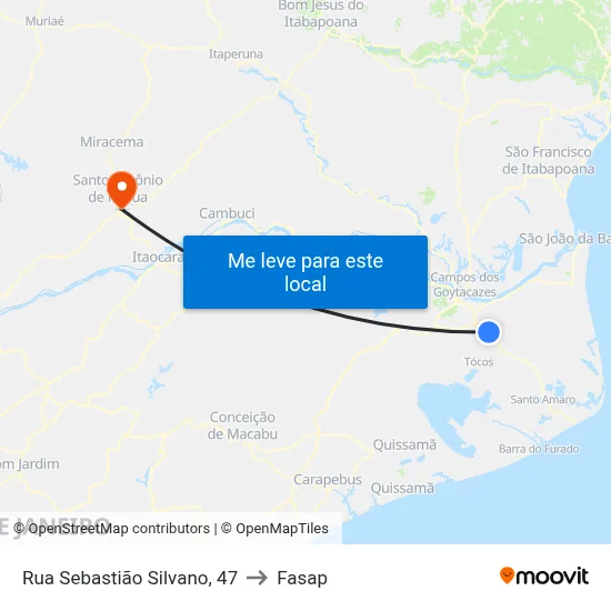 Rua Sebastião Silvano, 47 to Fasap map