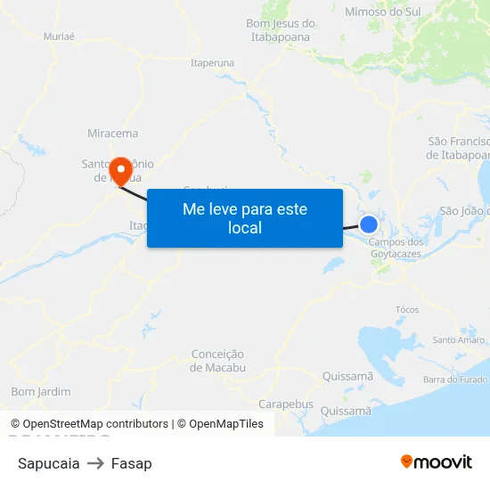 Sapucaia to Fasap map