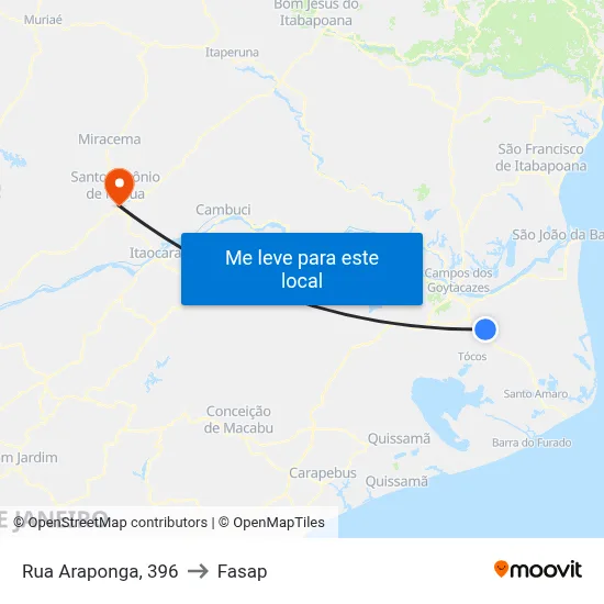 Rua Araponga, 396 to Fasap map