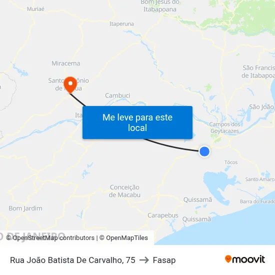 Rua João Batista De Carvalho, 75 to Fasap map