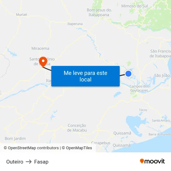 Outeiro to Fasap map