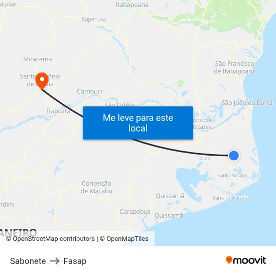 Sabonete to Fasap map
