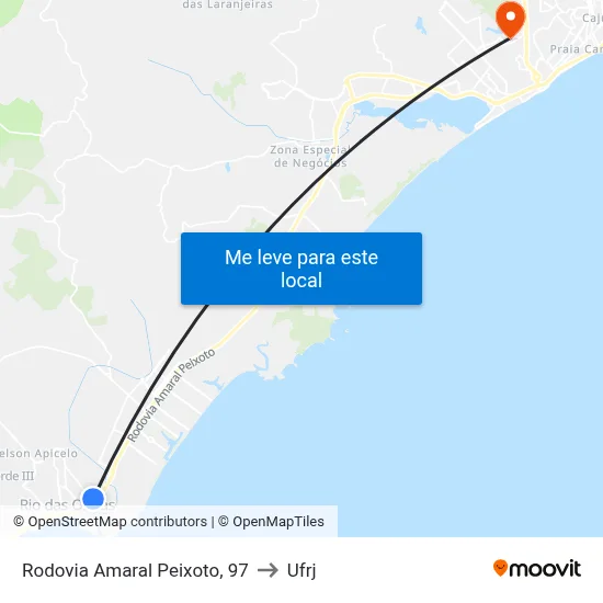 Rodovia Amaral Peixoto, 97 to Ufrj map