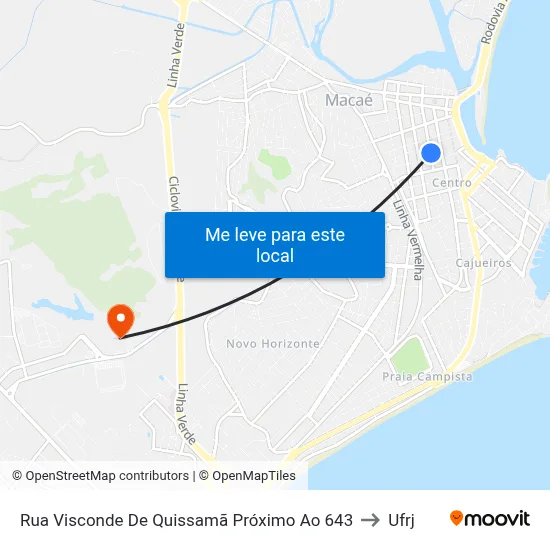 Rua Visconde De Quissamã Próximo Ao 643 to Ufrj map