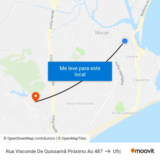 Rua Visconde De Quissamã Próximo Ao 487 to Ufrj map