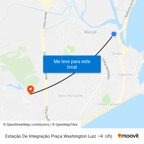 Estação De Integração Praça Washington Luiz to Ufrj map