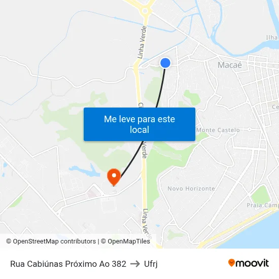 Rua Cabiúnas Próximo Ao 382 to Ufrj map