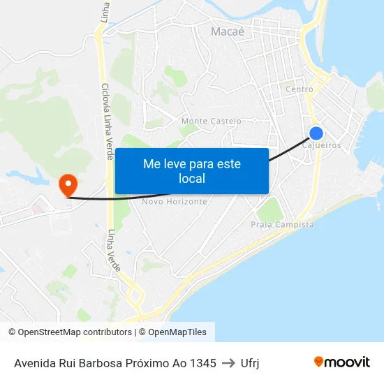 Avenida Rui Barbosa Próximo Ao 1345 to Ufrj map