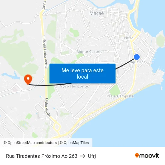 Rua Tiradentes Próximo Ao 263 to Ufrj map