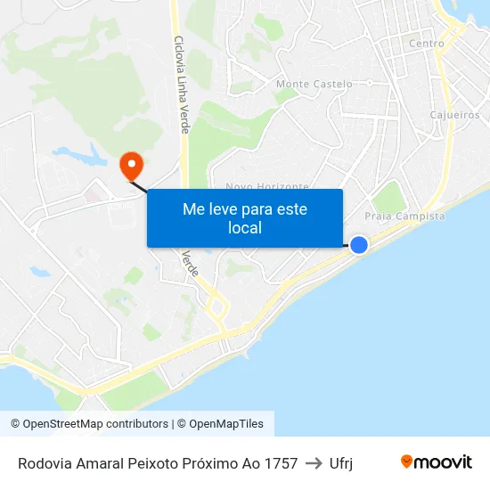 Rodovia Amaral Peixoto Próximo Ao 1757 to Ufrj map