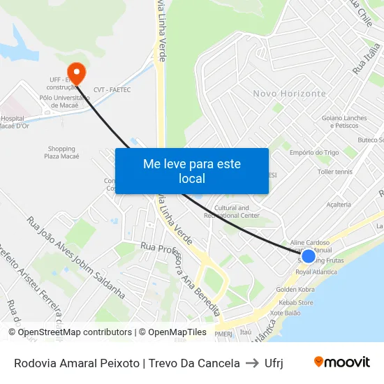 Rodovia Amaral Peixoto | Trevo Da Cancela to Ufrj map