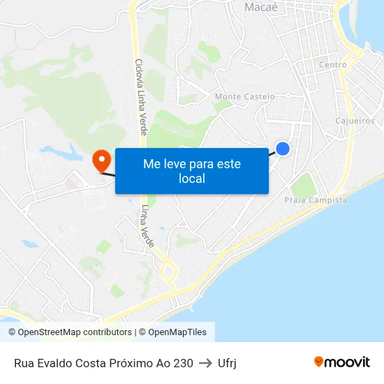 Rua Evaldo Costa Próximo Ao 230 to Ufrj map