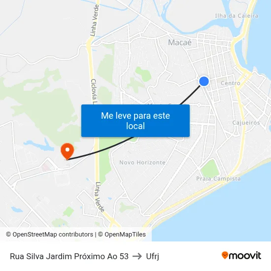 Rua Silva Jardim Próximo Ao 53 to Ufrj map