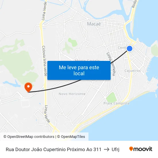 Rua Doutor João Cupertinio Próximo Ao 311 to Ufrj map