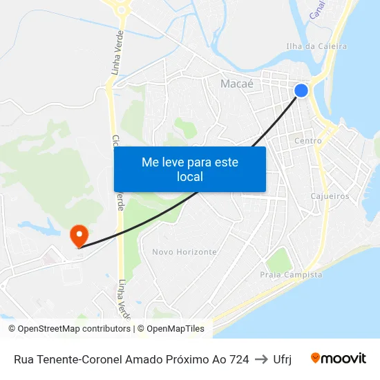 Rua Tenente-Coronel Amado Próximo Ao 724 to Ufrj map