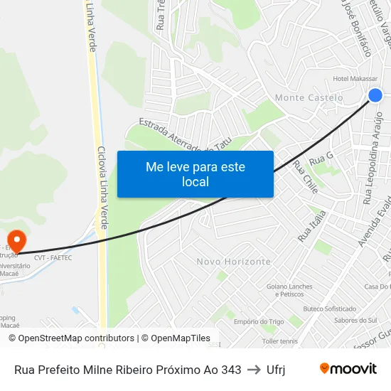 Rua Prefeito Milne Ribeiro Próximo Ao 343 to Ufrj map