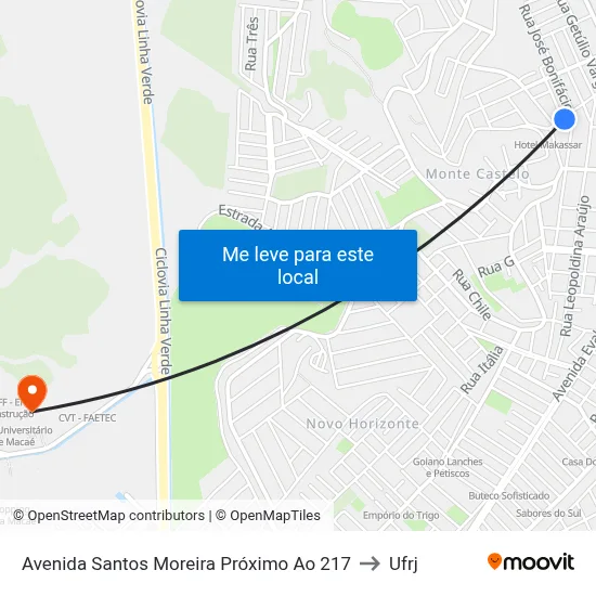 Avenida Santos Moreira Próximo Ao 217 to Ufrj map