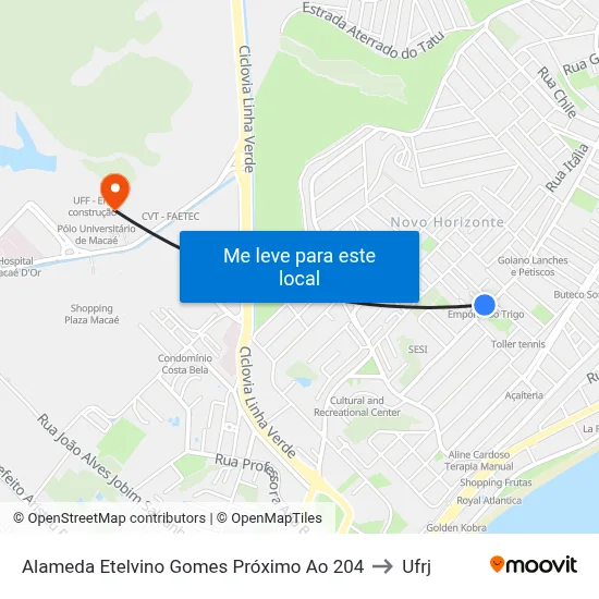 Alameda Etelvino Gomes Próximo Ao 204 to Ufrj map