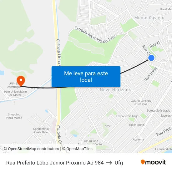 Rua Prefeito Lôbo Júnior Próximo Ao 984 to Ufrj map