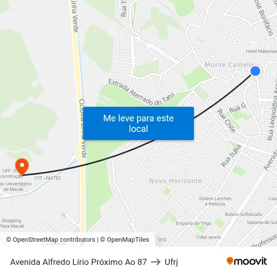 Avenida Alfredo Lírio Próximo Ao 87 to Ufrj map