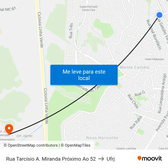 Rua Tarcísio A. Miranda Próximo Ao 52 to Ufrj map