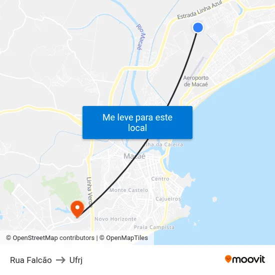 Rua Falcão to Ufrj map
