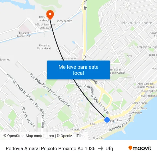 Rodovia Amaral Peixoto Próximo Ao 1036 to Ufrj map