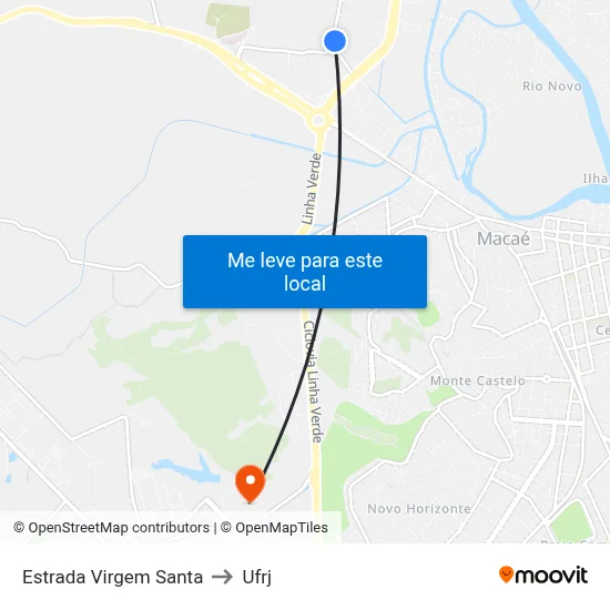Estrada Virgem Santa to Ufrj map