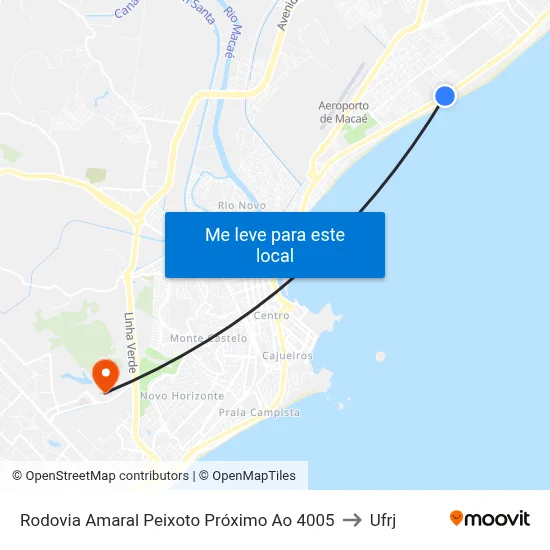 Rodovia Amaral Peixoto Próximo Ao 4005 to Ufrj map