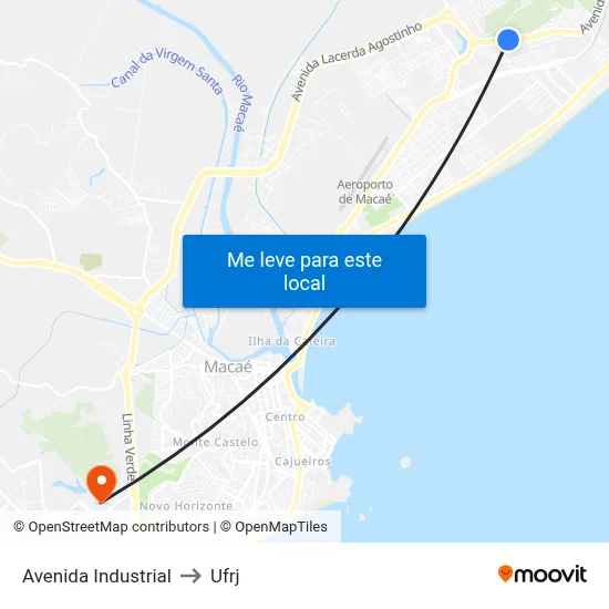 Avenida Industrial to Ufrj map