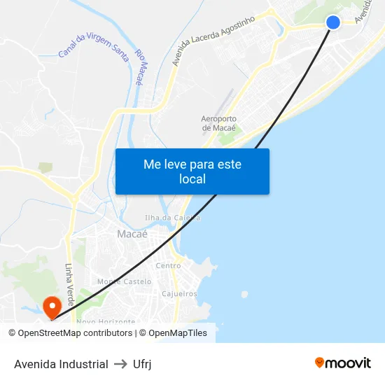 Avenida Industrial to Ufrj map