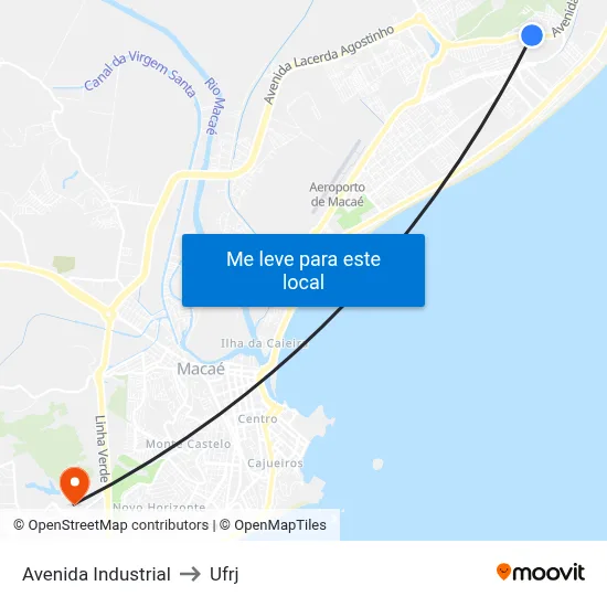 Avenida Industrial to Ufrj map
