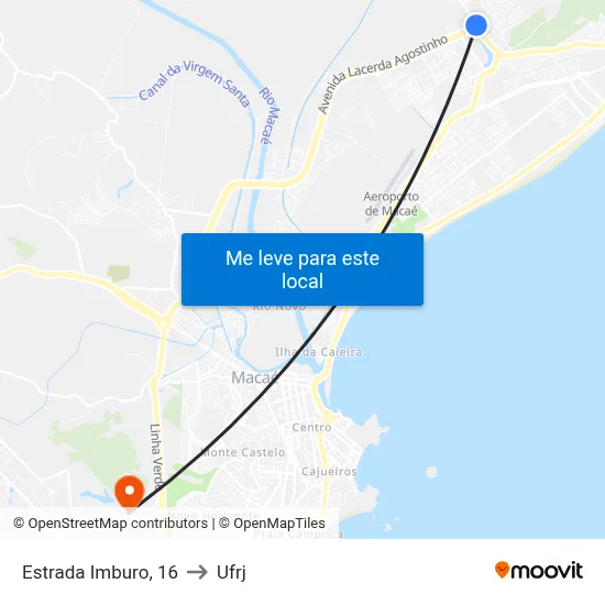 Estrada Imburo, 16 to Ufrj map