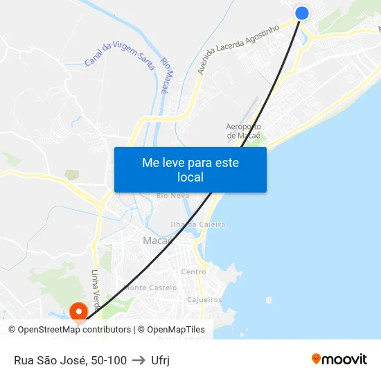 Rua São José, 50-100 to Ufrj map