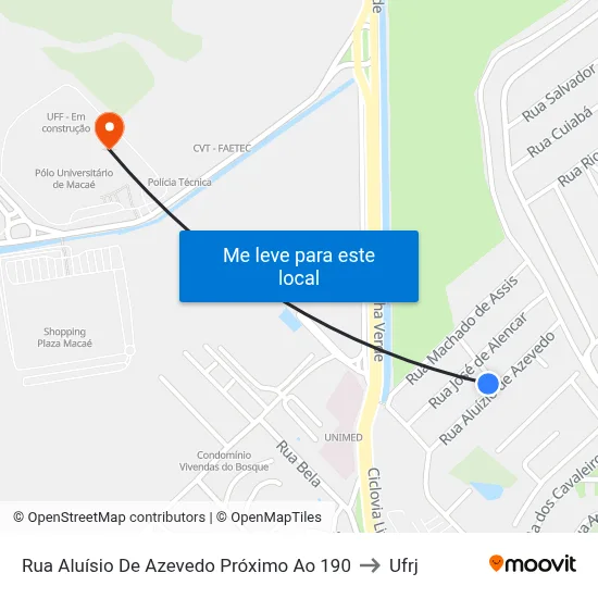 Rua Aluísio De Azevedo Próximo Ao 190 to Ufrj map