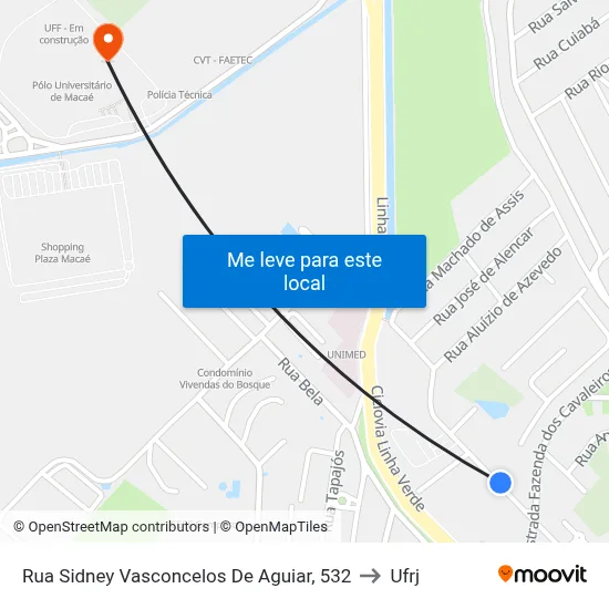 Rua Sidney Vasconcelos De Aguiar, 532 to Ufrj map