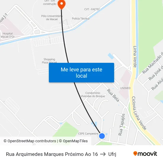 Rua Arquimedes Marques Próximo Ao 16 to Ufrj map